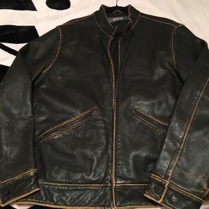 Men’s  distressed brown leather jacket